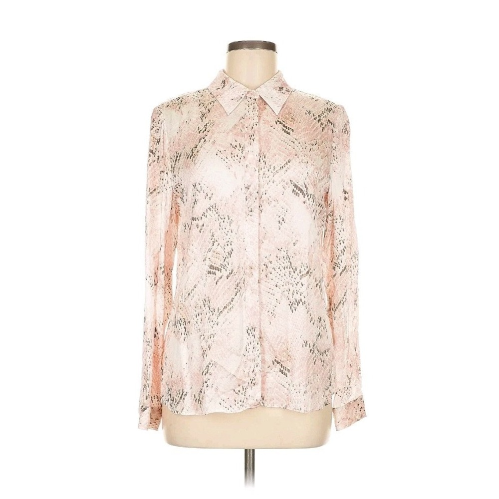 Etcetera Y2K Snakeskin Animal Print Viscose Silk Feel Pink Creame Blouse Size 6